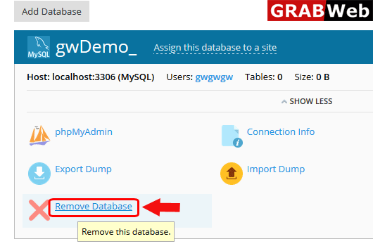 remove database